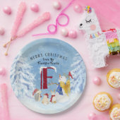 モノグラムレターF愛らしいエンジェル雪だるまフォレスト ペーパープレート (パーティー)