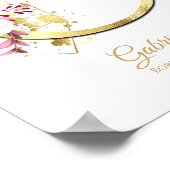 モノグラムレターGゴールドフォイル&ピンクフローラ子供部屋 ポスター (角)