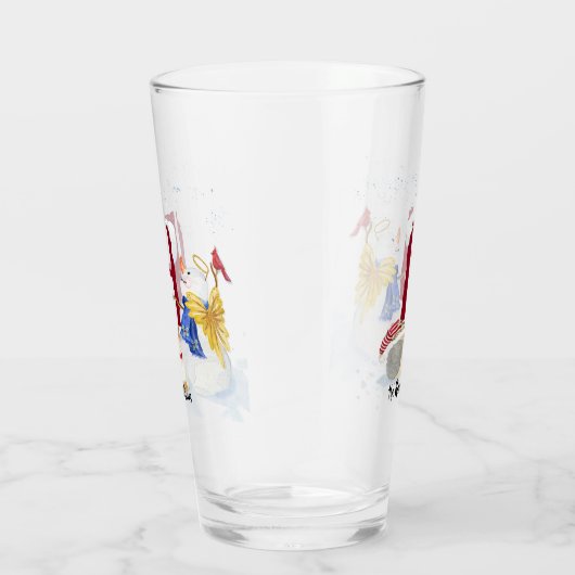 モノグラムレターH冬の木クリスマス雪だるま タンブラーグラス (右)