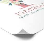 モノグラムレターIピンクウォーター色フローラ子供部屋 ポスター (角)