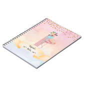 モノグラムレターIフラミンゴガールデイリー勉強 ノートブック (左側)