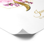 モノグラムレターJゴールドフォイル&ピンクフローラ子供部屋 ポスター (角)