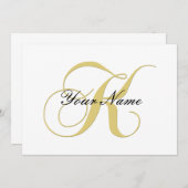 モノグラムレターKゴールデン独身のカスタマイズ 招待状 (正面/裏面)
