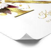 モノグラムレターKゴールドフォイル&ピンクフローラ子供部屋 ポスター (角)