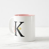 モノグラムレターK水カラーバラフローラスプレー ツートーンマグカップ (正面左)