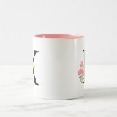 モノグラムレターK水カラーバラフローラスプレー ツートーンマグカップ (中央)