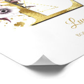 モノグラムレターLゴールドフォイル&ピンクフローラ子供部屋 ポスター (角)