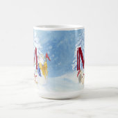 モノグラムレターMエンジェル雪だるまクリスマス コーヒーマグカップ (中央)