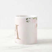 モノグラムレターM水色フローラコーヒーマグ コーヒーマグカップ (中央)