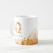 モノグラムレターQ紅葉イニシャル コーヒーマグカップ (正面左)