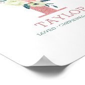 モノグラムレターTピンクウォーターカラーフローラ子供部屋 ポスター (角)