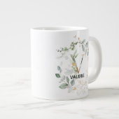 モノグラムレターVイニシャルグリーンリーフリース ジャンボコーヒーマグカップ (正面右)