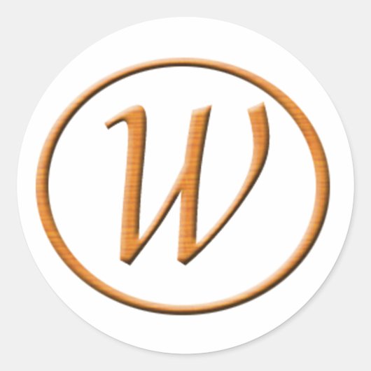 モノグラムレターW木製ルック ラウンドシール (正面)