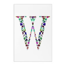 モノグラムレターW – ジェムストーンイニシャルデザイン