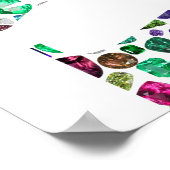 モノグラムレターW – ジェムストーンイニシャルデザイン ポスター (角)