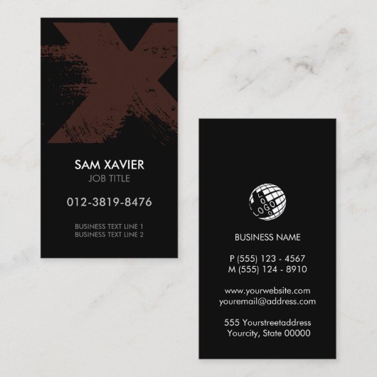 モノグラムレターX名刺 名刺 (正面/裏面)