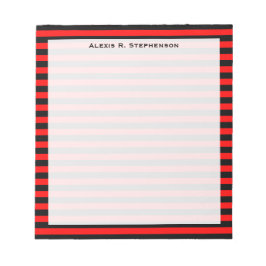 モノグラムレッドとブラックストライプ ノートパッド