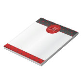 モノグラムレッドとブラック水玉模様 ノートパッド (回転)