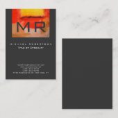 モノグラムレッドイエローグレー抽象芸術名刺 名刺 (正面/裏面)