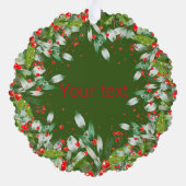 モノグラムレッドクリスマスグリーンクラシックラウンド オーナメントカード (裏面)