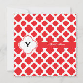 モノグラムレッドクローバーパターンブライダルシャワー 招待状 (裏面)