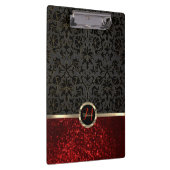 モノグラムレッドグリッターとフローラデザイン クリップボード (右)