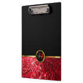 モノグラムレッドグリッターデザイン クリップボード (左)