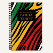 モノグラムレッドグリーンイエローブラックヒストリレシピ ノートブック (正面)