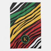 モノグラムレッドグリーンイエローブラック履歴月 キッチンタオル (縦)