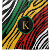 モノグラムレッドグリーンイエローブラック履歴月 シャワーカーテン (正面)