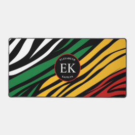 モノグラムレッドグリーンイエローブラック履歴月 デスクマット