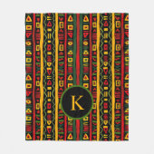 モノグラムレッドグリーンイエローブラック履歴月 フリースブランケット (正面)