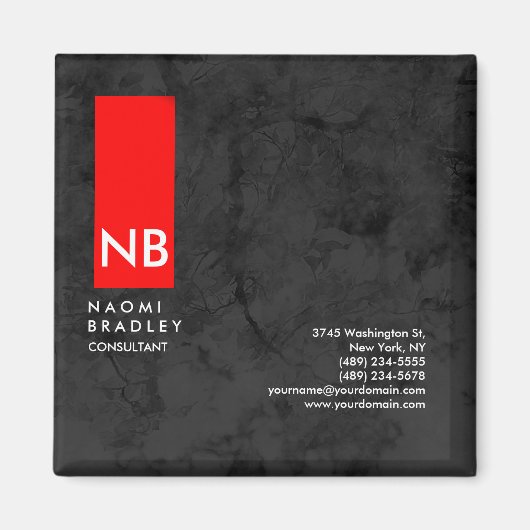 モノグラムレッドグレーパターンコンサルタモダンント マグネット (正面)