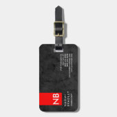 モノグラムレッドグレーパターンコンサルタモダンント ラゲッジタグ (正面縦)