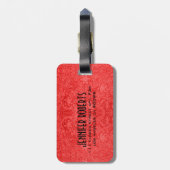 モノグラムレッドスエードレザーフローラデザイン ラゲッジタグ (裏面縦)