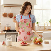 モノグラムレッドストロベリーサマーモダンおもしろい エプロン