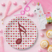 モノグラムレッドセミクォーターブラブロードハート音楽 ペーパープレート (パーティー)