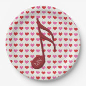 モノグラムレッドセミクォーターブラブロードハート音楽 ペーパープレート (正面)