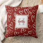 モノグラムレッドバレンタインハートパターン クッション (ブランケット)