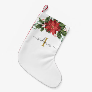 モノグラムレッドフローラ素朴クリスマスホリデー スモールクリスマスストッキング