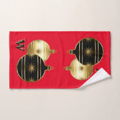 モノグラムレッドブラックと金ゴールドクリスマスハンドタオル ハンドタオル (ハンドタオル)