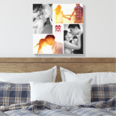 モノグラムレッド二重ハピネス写真コラージキャンバス キャンバスプリント (インサイチュ (寝室))