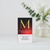 モノグラムレッド白モダンシンプル名刺 名刺 (スタンド正面)