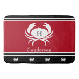 モノグラムレッド白黒カニ航海のキッチンラグ バスマット