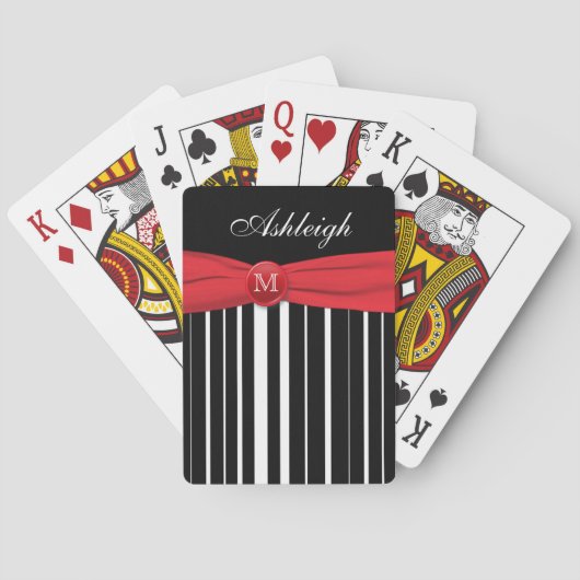 モノグラムレッド白黒ストライプのトランプ トランプ (裏面)