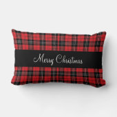 モノグラムレッド白黒タータンチェックバッファロープレイド ランバークッション (裏面)