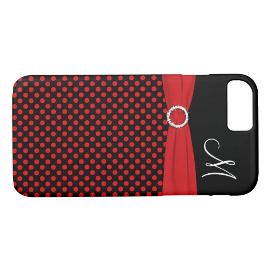 モノグラムレッド白黒水玉模様iPhone 7ケース Case-Mate iPhoneケース (裏面(横))