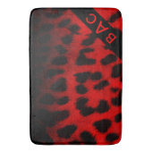 モノグラムレッド&ブラックレオパード印刷 バスマット (正面縦)