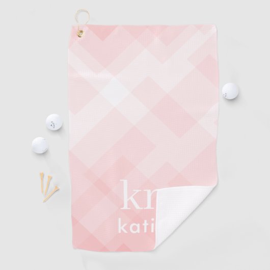 モノグラムレディースパステルピンクプレイド名前をカスタムする ゴルフタオル (インサイチュ)