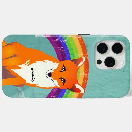 モノグラムレトロキツネアートアクア自然トーンヒュース Case-Mate iPhoneケース (裏面 (横))